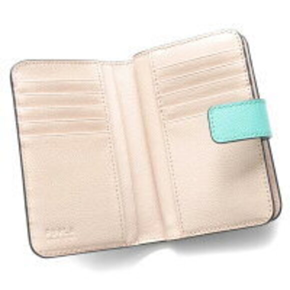 FURLA Camellia Bi Fold Wallet Zephyro Green Ballerina Pink Beige - Picture 4 of 5